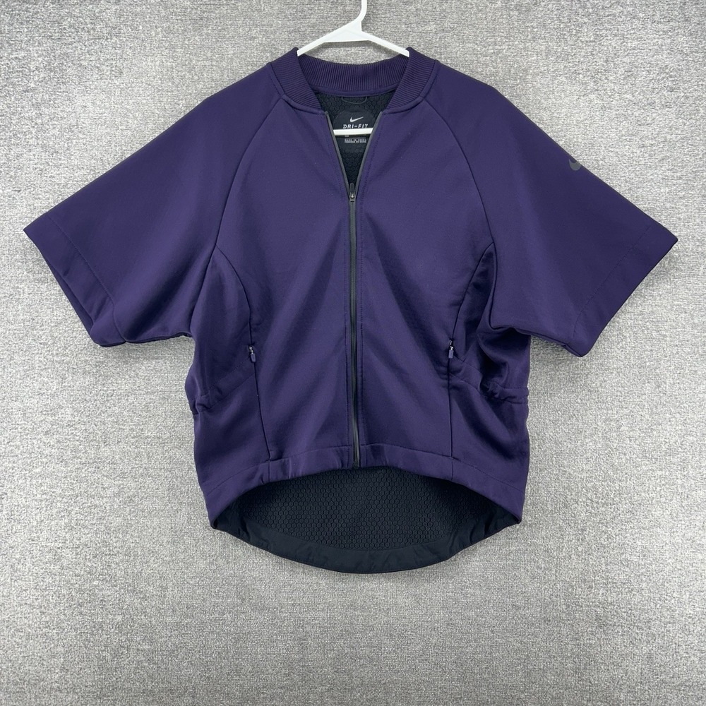 Nike Therma Sphere Short Sleeve Track Jacket Women Size Small Purple Dri Fit